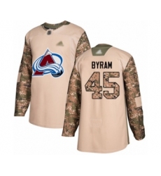 Men's Colorado Avalanche #45 Bowen Byram Authentic Camo Veterans Day Practice Hockey Jersey