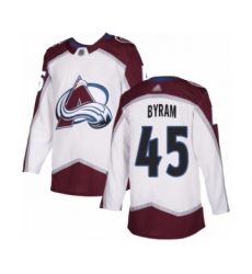 Men's Colorado Avalanche #45 Bowen Byram Authentic White Away Hockey Jersey