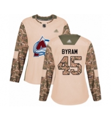 Women's Colorado Avalanche #45 Bowen Byram Authentic Camo Veterans Day Practice Hockey Jersey