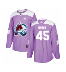 Youth Colorado Avalanche #45 Bowen Byram Authentic Purple Fights Cancer Practice Hockey Jersey