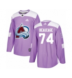 Men's Colorado Avalanche #74 Alex Beaucage Authentic Purple Fights Cancer Practice Hockey Jersey