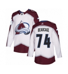 Men's Colorado Avalanche #74 Alex Beaucage Authentic White Away Hockey Jersey