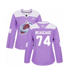 Women's Colorado Avalanche #74 Alex Beaucage Authentic Purple Fights Cancer Practice Hockey Jersey