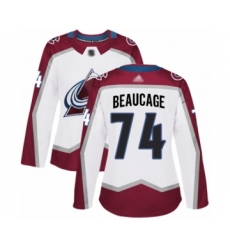 Women's Colorado Avalanche #74 Alex Beaucage Authentic White Away Hockey Jersey