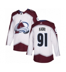 Men's Colorado Avalanche #91 Nazem Kadri Authentic White Away Hockey Jersey