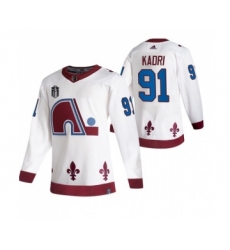 Men's Colorado Avalanche #91 Nazem Kadri White 2022 Stanley Cup Final Patch Reverse Retro Stitched Jersey