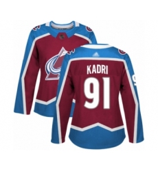 Women's Colorado Avalanche #91 Nazem Kadri Authentic Burgundy Red Home Hockey Jersey