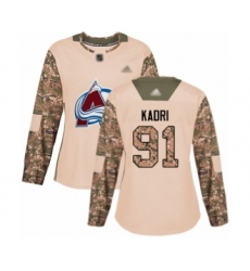 Women's Colorado Avalanche #91 Nazem Kadri Authentic Camo Veterans Day Practice Hockey Jersey