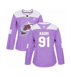 Women's Colorado Avalanche #91 Nazem Kadri Authentic Purple Fights Cancer Practice Hockey Jersey