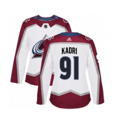 Women's Colorado Avalanche #91 Nazem Kadri Authentic White Away Hockey Jersey