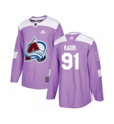 Youth Colorado Avalanche #91 Nazem Kadri Authentic Purple Fights Cancer Practice Hockey Jersey