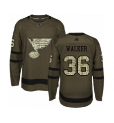 Men's St. Louis Blues #36 Nathan Walker Authentic Green Salute to Service Hockey Jersey