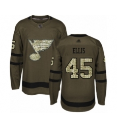 Men's St. Louis Blues #45 Colten Ellis Authentic Green Salute to Service Hockey Jersey