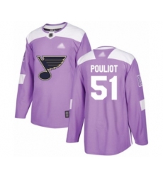 Men's St. Louis Blues #51 Derrick Pouliot Authentic Purple Fights Cancer Practice Hockey Jersey