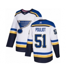 Men's St. Louis Blues #51 Derrick Pouliot Authentic White Away Hockey Jersey