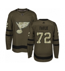 Men's St. Louis Blues #72 Justin Faulk Authentic Green Salute to Service Hockey Jersey