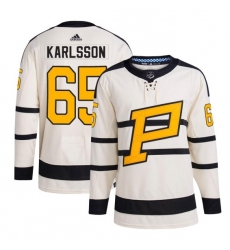 Men's Pittsburgh Penguins #65 Erik Karlsson Cream 2023 Winter Classic Stitched Jersey