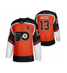 Men's Philadelphia Flyers #13 Kevin Hayes Orange 2020-21 Reverse Retro Alternate Hockey Jersey