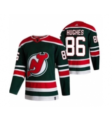 Men's New Jersey Devils #86 Jack Hughes Green 2020-21 Reverse Retro Alternate Hockey Jersey