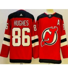 Men's New Jersey Devils #86 Jack Hughes Red Authentic Jersey