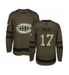 Men's Montreal Canadiens #17 Brett Kulak Authentic Green Salute to Service Hockey Jersey