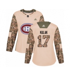 Women's Montreal Canadiens #17 Brett Kulak Authentic Camo Veterans Day Practice Hockey jersey