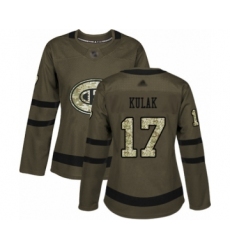 Women's Montreal Canadiens #17 Brett Kulak Authentic Green Salute to Service Hockey Jersey