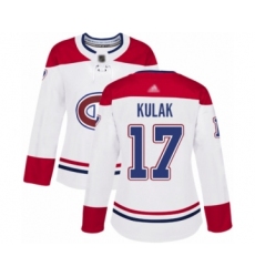 Women's Montreal Canadiens #17 Brett Kulak Authentic White Away Hockey Jersey