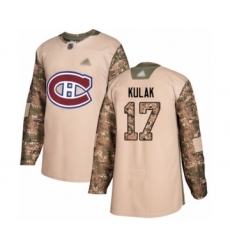 Youth Montreal Canadiens #17 Brett Kulak Authentic Camo Veterans Day Practice Hockey jersey