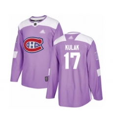 Youth Montreal Canadiens #17 Brett Kulak Authentic Purple Fights Cancer Practice Hockey Jersey