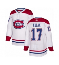 Youth Montreal Canadiens #17 Brett Kulak Authentic White Away Hockey Jersey