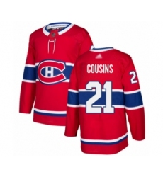 Men's Montreal Canadiens #21 Nick Cousins Authentic Red Home Hockey Jersey