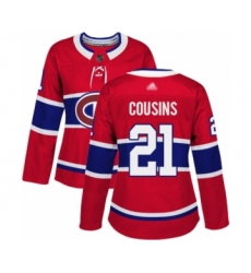 Women's Montreal Canadiens #21 Nick Cousins Authentic Red Home Hockey Jersey