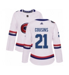 Women's Montreal Canadiens #21 Nick Cousins Authentic White 2017 100 Classic Hockey Jersey