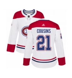 Women's Montreal Canadiens #21 Nick Cousins Authentic White Away Hockey Jersey