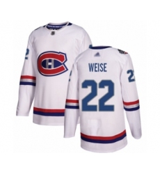 Men's Montreal Canadiens #22 Dale Weise Authentic White 2017 100 Classic Hockey Jersey