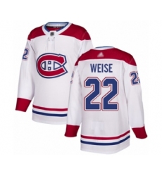 Men's Montreal Canadiens #22 Dale Weise Authentic White Away Hockey Jersey