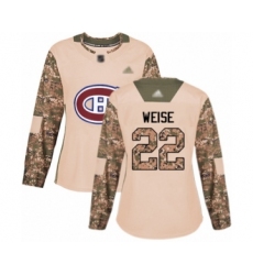 Women's Montreal Canadiens #22 Dale Weise Authentic Camo Veterans Day Practice Hockey Jersey