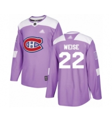 Youth Montreal Canadiens #22 Dale Weise Authentic Purple Fights Cancer Practice Hockey Jersey