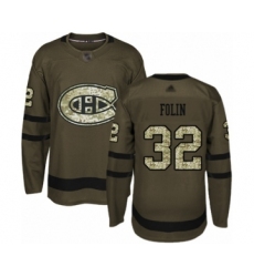 Men's Montreal Canadiens #32 Christian Folin Authentic Green Salute to Service Hockey Jersey