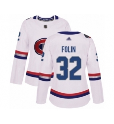 Women's Montreal Canadiens #32 Christian Folin Authentic White 2017 100 Classic Hockey Jersey