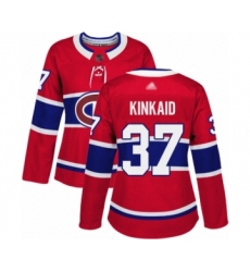 Women's Montreal Canadiens #37 Keith Kinkaid Authentic Red Home Hockey Jersey