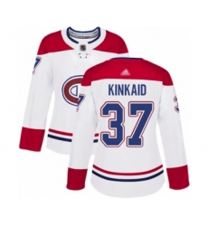 Women's Montreal Canadiens #37 Keith Kinkaid Authentic White Away Hockey Jersey