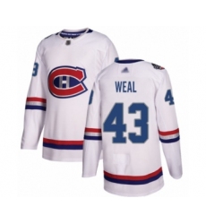 Men's Montreal Canadiens #43 Jordan Weal Authentic White 2017 100 Classic Hockey Jersey