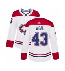 Women's Montreal Canadiens #43 Jordan Weal Authentic White Away Hockey Jersey