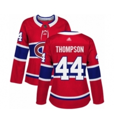 Women's Montreal Canadiens #44 Nate Thompson Authentic Red Home Hockey Jersey