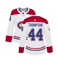 Women's Montreal Canadiens #44 Nate Thompson Authentic White Away Hockey Jersey