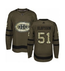 Men's Montreal Canadiens #51 Gustav Olofsson Authentic Green Salute to Service Hockey Jersey