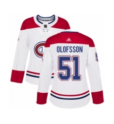 Women's Montreal Canadiens #51 Gustav Olofsson Authentic White Away Hockey Jersey