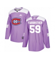 Men's Montreal Canadiens #59 Gianni Fairbrother Authentic Purple Fights Cancer Practice Hockey Jersey